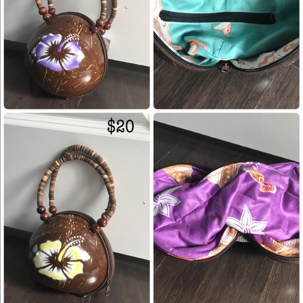Coconut Bag Handpainting (purple or yellow flower)